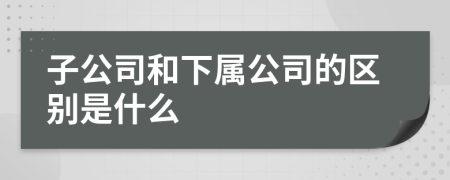 子公司和下属公司的区别是什么