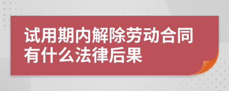 试用期内解除劳动合同有什么法律后果