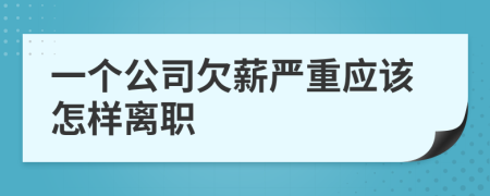 一个公司欠薪严重应该怎样离职