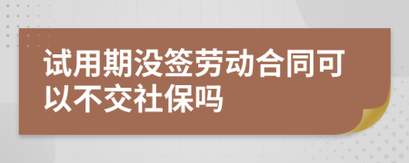 试用期没签劳动合同可以不交社保吗