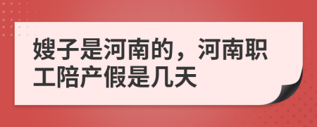 嫂子是河南的，河南职工陪产假是几天