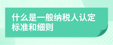 什么是一般纳税人认定标准和细则