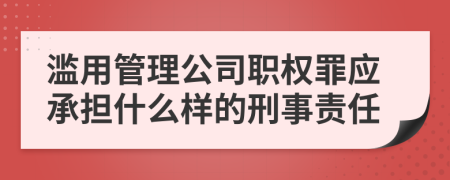 滥用管理公司职权罪应承担什么样的刑事责任