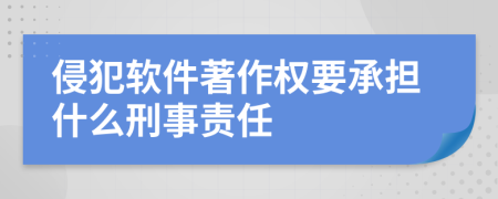 侵犯软件著作权要承担什么刑事责任