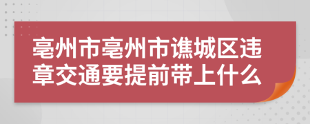亳州市亳州市谯城区违章交通要提前带上什么