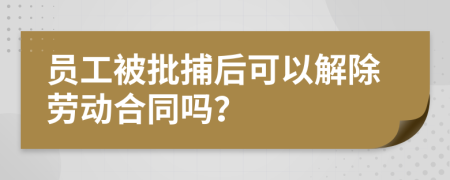 员工被批捕后可以解除劳动合同吗？