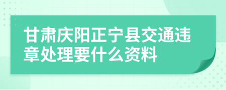 甘肃庆阳正宁县交通违章处理要什么资料