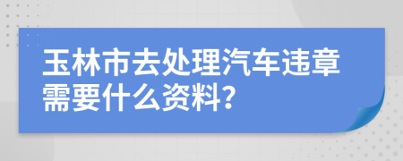 玉林市去处理汽车违章需要什么资料？