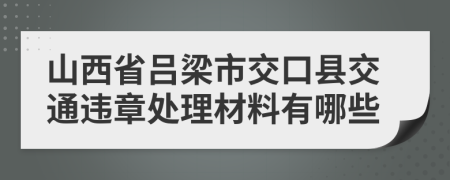 山西省吕梁市交口县交通违章处理材料有哪些