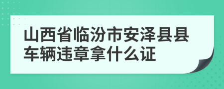 山西省临汾市安泽县县车辆违章拿什么证
