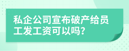 私企公司宣布破产给员工发工资可以吗？