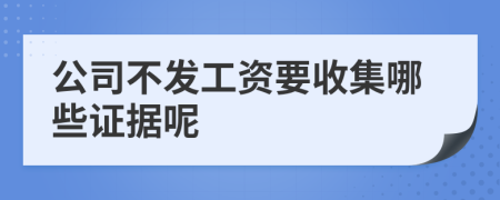 公司不发工资要收集哪些证据呢