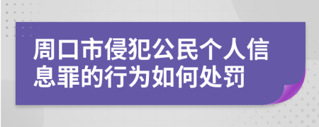 周口市侵犯公民个人信息罪的行为如何处罚