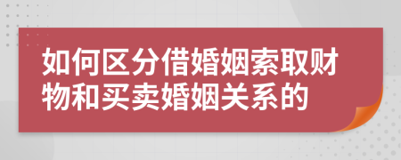 如何区分借婚姻索取财物和买卖婚姻关系的