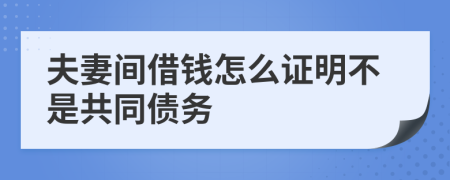 夫妻间借钱怎么证明不是共同债务