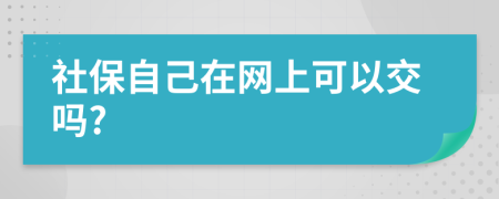 社保自己在网上可以交吗?