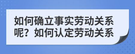 如何确立事实劳动关系呢？如何认定劳动关系