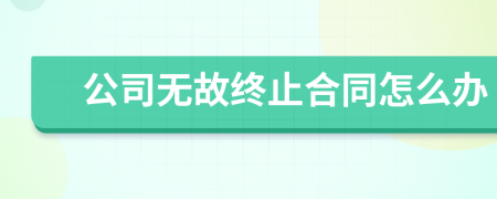 公司无故终止合同怎么办