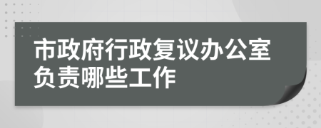 市政府行政复议办公室负责哪些工作