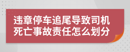 违章停车追尾导致司机死亡事故责任怎么划分