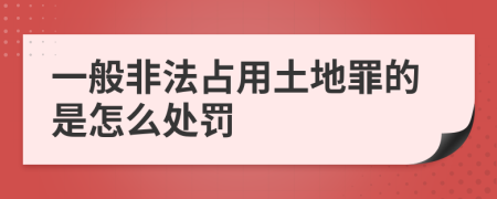 一般非法占用土地罪的是怎么处罚