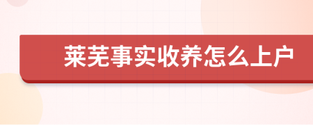 莱芜事实收养怎么上户