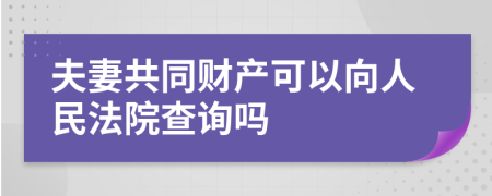 夫妻共同财产可以向人民法院查询吗