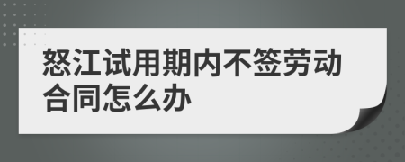 怒江试用期内不签劳动合同怎么办