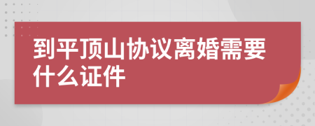 到平顶山协议离婚需要什么证件