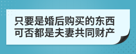 只要是婚后购买的东西可否都是夫妻共同财产