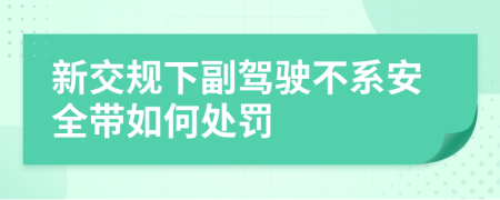 新交规下副驾驶不系安全带如何处罚