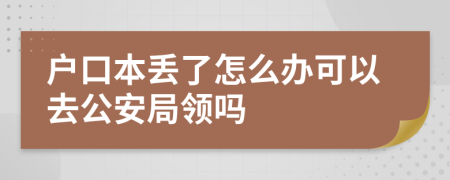 户口本丢了怎么办可以去公安局领吗