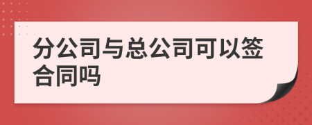 分公司与总公司可以签合同吗