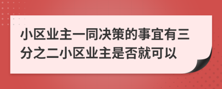 小区业主一同决策的事宜有三分之二小区业主是否就可以