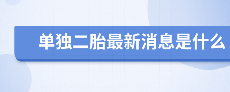 单独二胎最新消息是什么