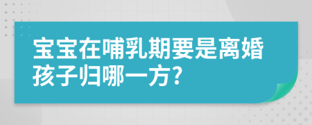 宝宝在哺乳期要是离婚孩子归哪一方?