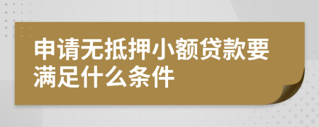 申请无抵押小额贷款要满足什么条件