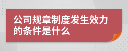 公司规章制度发生效力的条件是什么