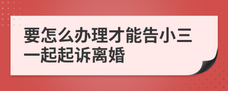 要怎么办理才能告小三一起起诉离婚