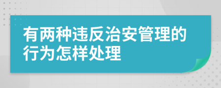 有两种违反治安管理的行为怎样处理