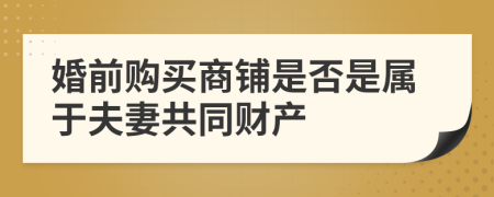 婚前购买商铺是否是属于夫妻共同财产