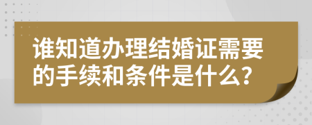 谁知道办理结婚证需要的手续和条件是什么？