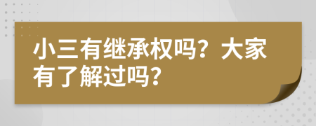 小三有继承权吗？大家有了解过吗？