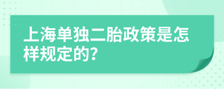 上海单独二胎政策是怎样规定的？
