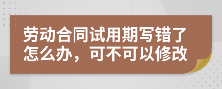 劳动合同试用期写错了怎么办，可不可以修改