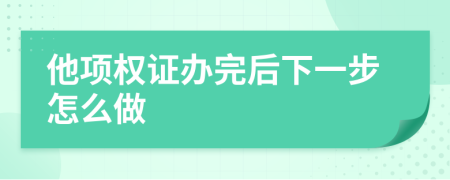 他项权证办完后下一步怎么做