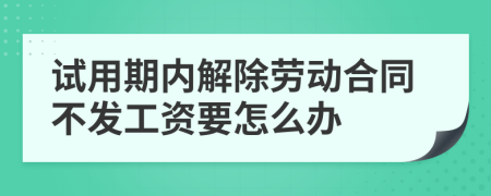 试用期内解除劳动合同不发工资要怎么办