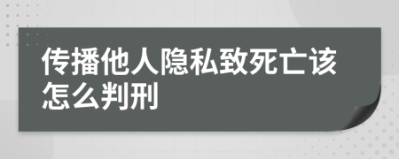 传播他人隐私致死亡该怎么判刑