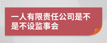 一人有限责任公司是不是不设监事会