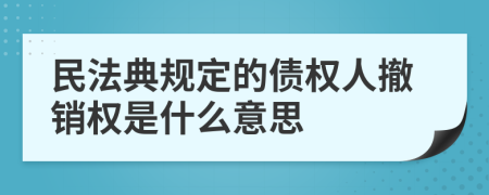 民法典规定的债权人撤销权是什么意思